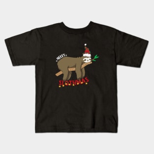 Merry Slothmas Christmas Pajama for Sloth Lovers Kids T-Shirt